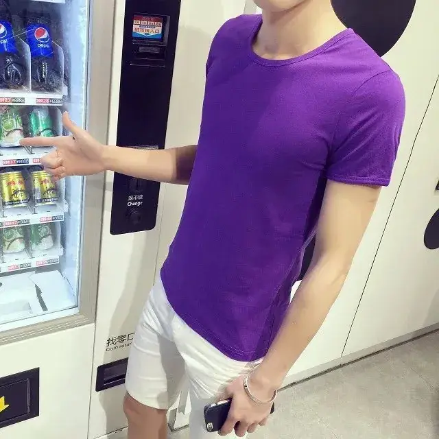 Men Navy V-Neck T-Shirt Slim Fit Loose Fit - Image 9