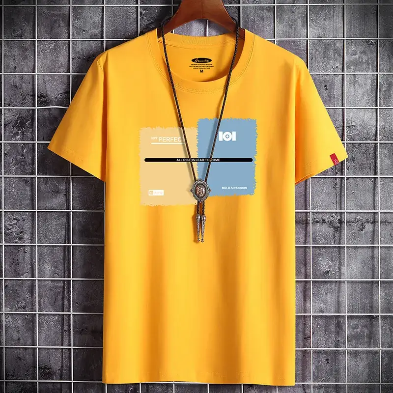 Men Grey Graphic T-Shirt Loose Fit Korean Style - Image 12