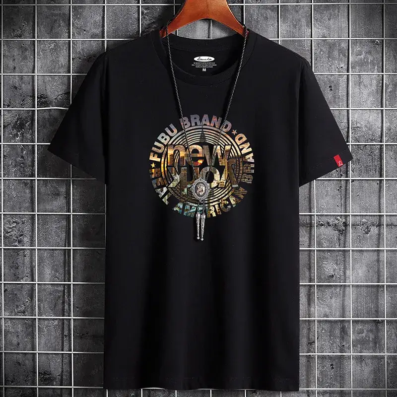 Men Grey Graphic T-Shirt Loose Fit Korean Style - Image 4