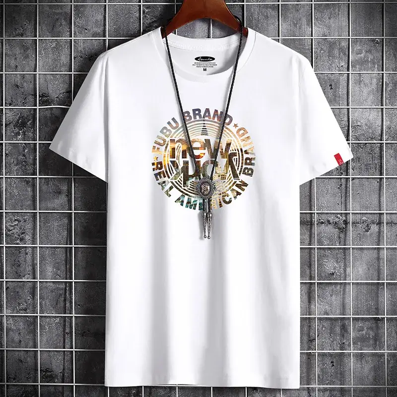 Men Grey Graphic T-Shirt Loose Fit Korean Style - Image 5