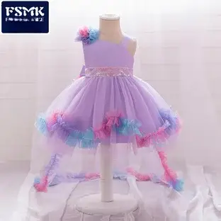 Blue Crossbody Embroidered Princess Dress for Girls — feature 1