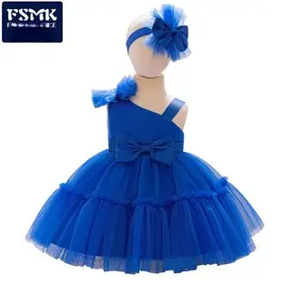 Blue Crossbody Embroidered Princess Dress for Girls — feature 2