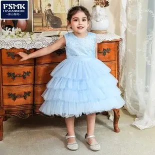Blue Crossbody Embroidered Princess Dress for Girls — feature 20