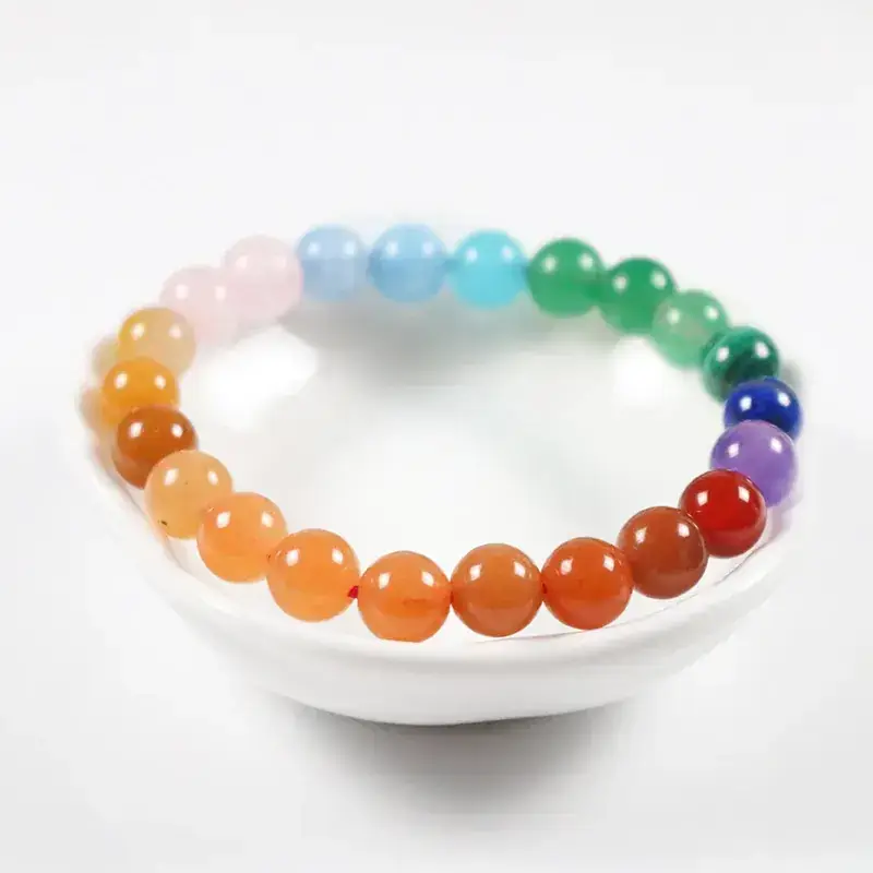 Natural Rainbow Multi-Gem Bracelet Single Ring Crystal Jewelry - Image 4