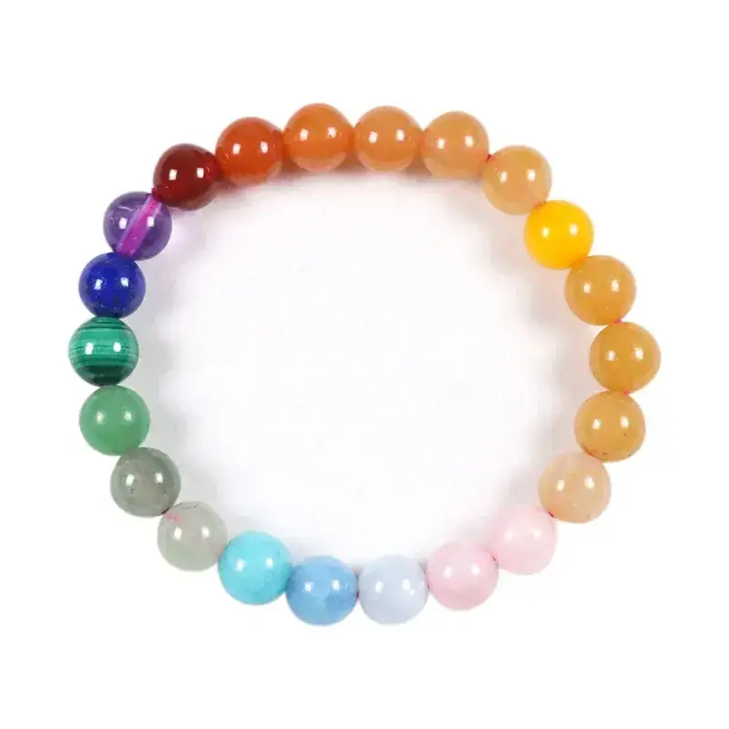 Natural Rainbow Multi-Gem Bracelet Single Ring Crystal Jewelry - Image 5