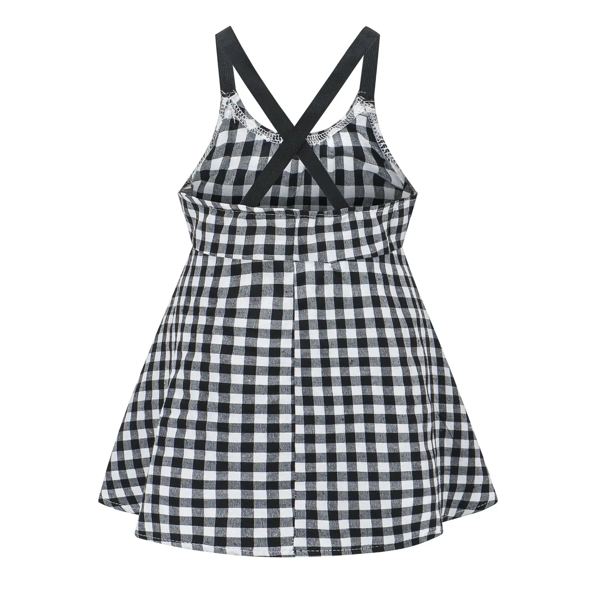 Korean Girls Plaid Checkered Skirt Dress 2024 Spring Summer - Image 3