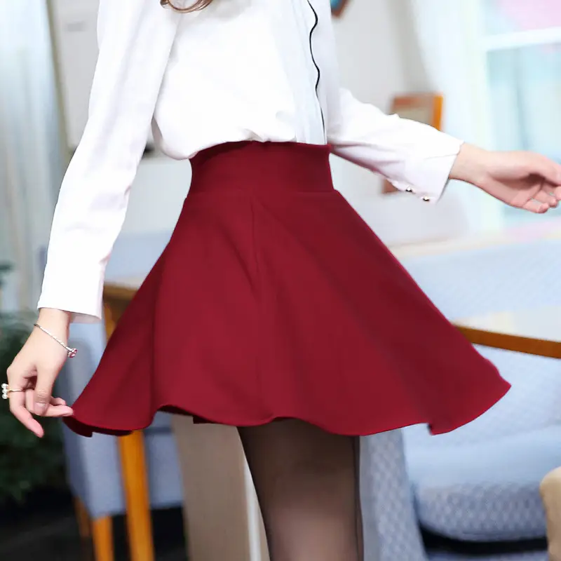 Red Puffy A-Line High Waist Skirt Large - Image 12