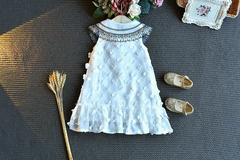 White Lace Princess Skirt Dress for Girls Summer — feature 11