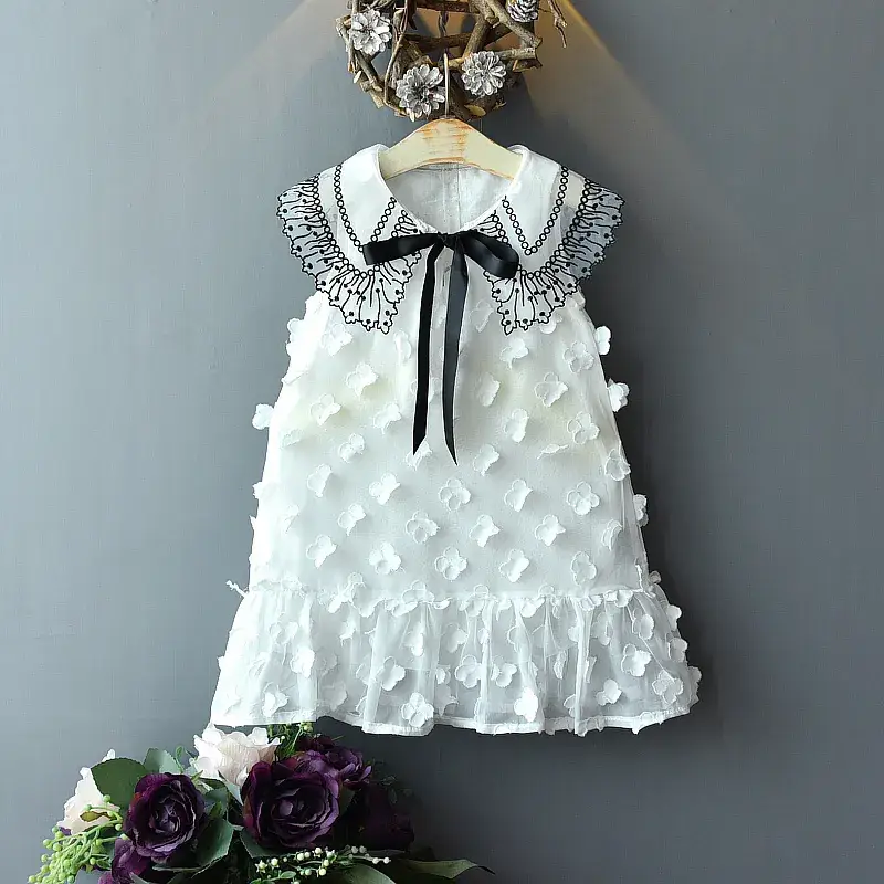 White Lace Princess Skirt Dress for Girls Summer — feature 4