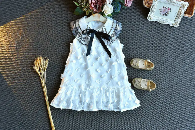 White Lace Princess Skirt Dress for Girls Summer — feature 7