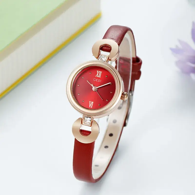 Korean Rose Gold Women's Quartz Watch with White Strap - Image 8