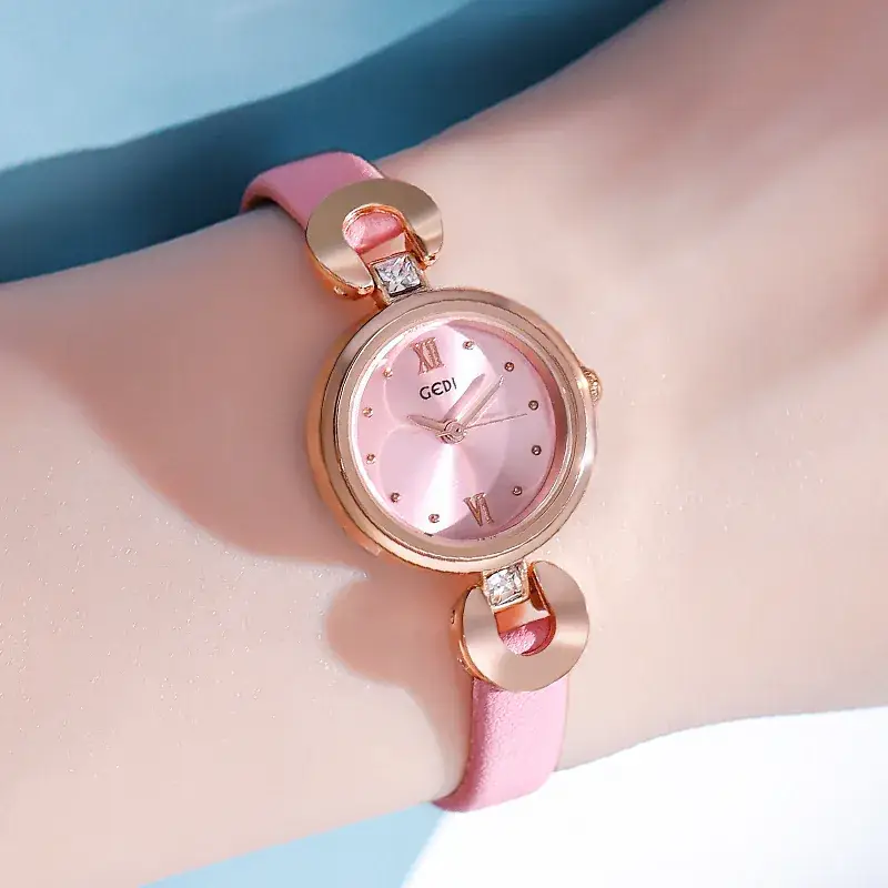 Korean Rose Gold Women's Quartz Watch with White Strap - Image 2
