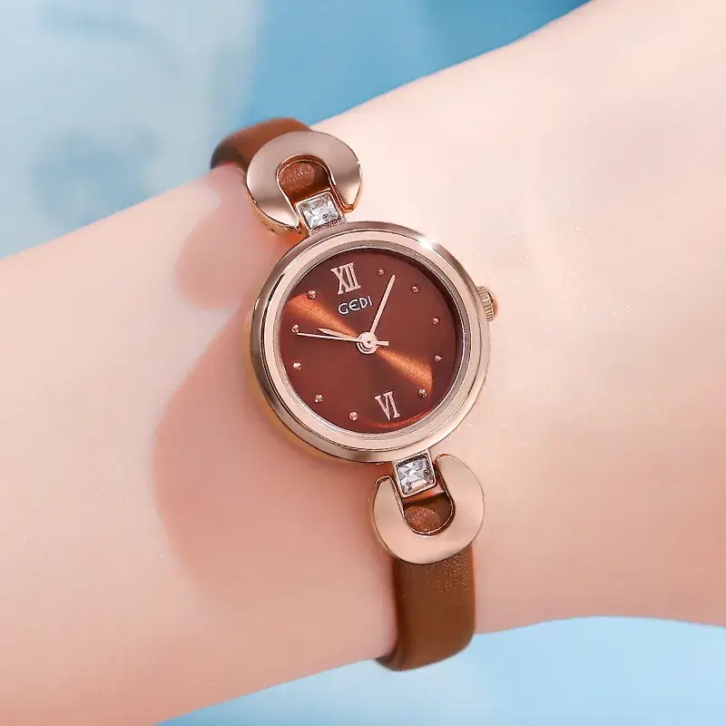 Korean Rose Gold Women's Quartz Watch with White Strap - Image 3