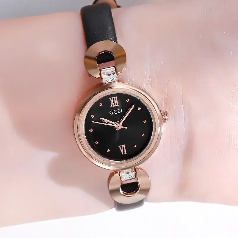Korean Rose Gold Women's Quartz Watch with White Strap - Image 4