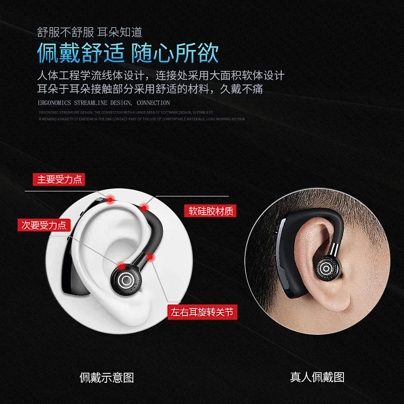 V9 Bluetooth Headset Hanging Ear Digital Display - Image 7