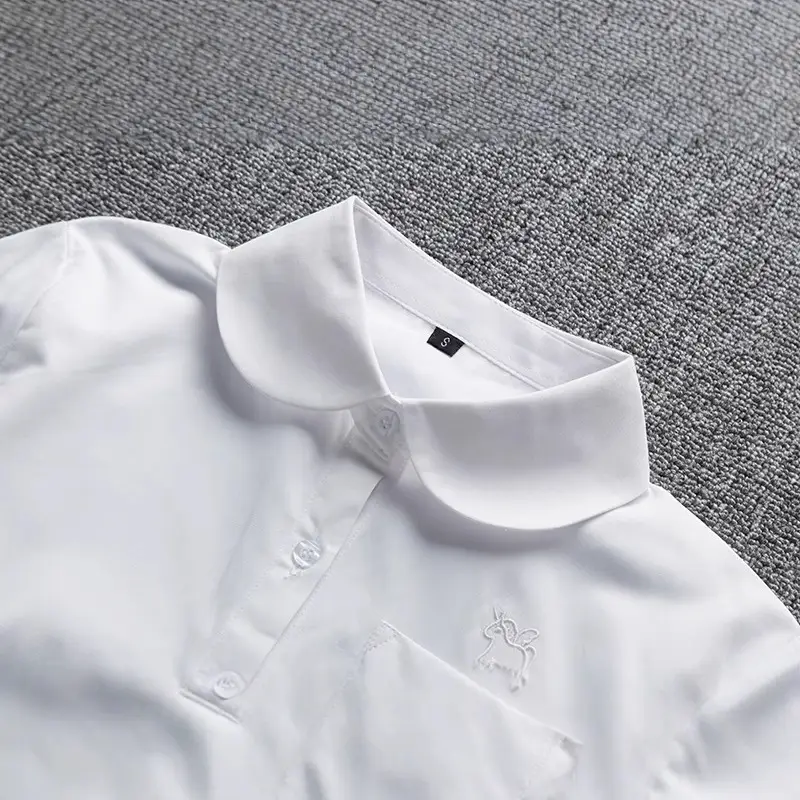 White Embroidered Long Sleeve Shirt for Girls