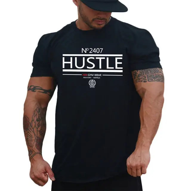 Men Black T-Shirt Casual Workout Running European Fit - Image 4