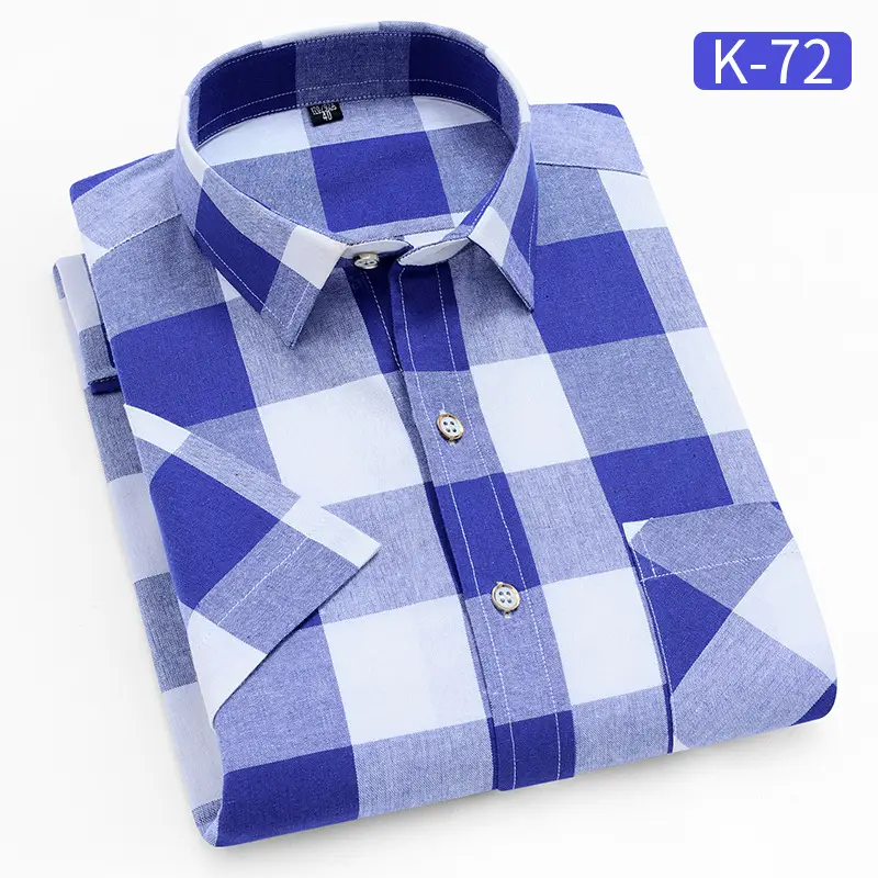 Men's White Plaid Short Sleeve Shirt with Pink Yellow Lines