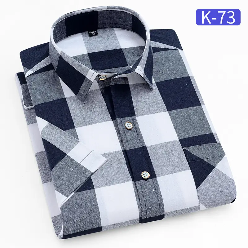 Men's White Plaid Short Sleeve Shirt with Pink Yellow Lines