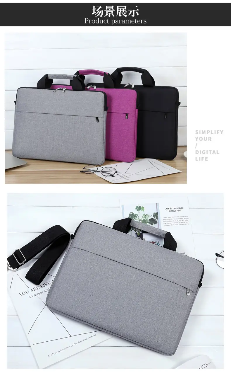 14-inch Laptop Bag Black Ultra-Thin Business Shoulder Bag — feature 21