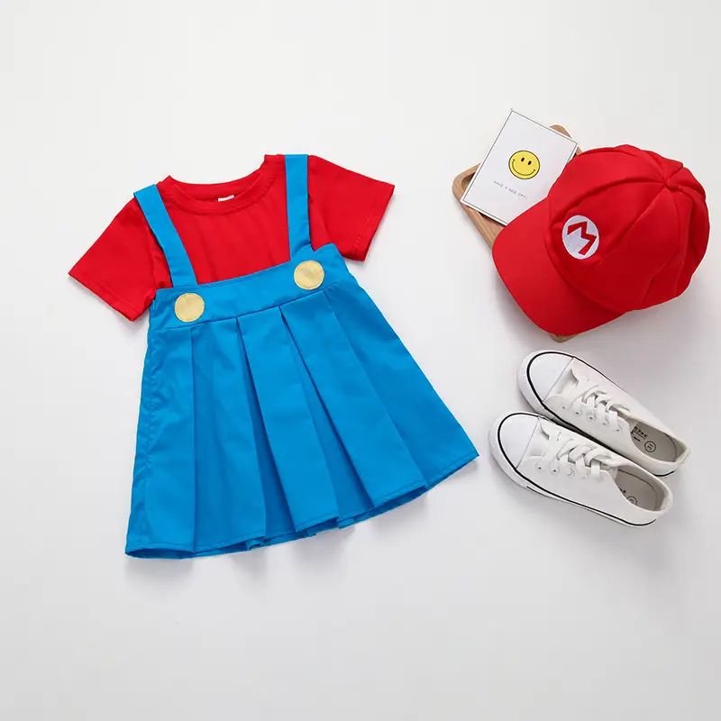 Kids Super Mario Suit Red Blue Shorts Set - Image 9