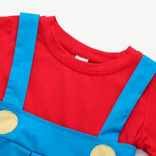 Kids Super Mario Suit Red Blue Shorts Set - Image 12