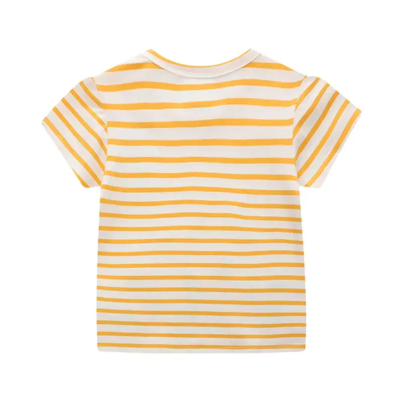 Girls Striped Cotton T-Shirt Yellow Orange
