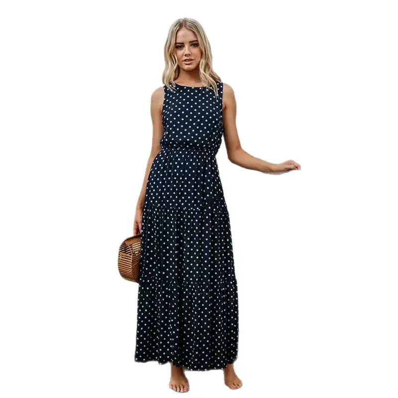 2024 Polka Dot Sleeveless Dress Plus Size - Image 8
