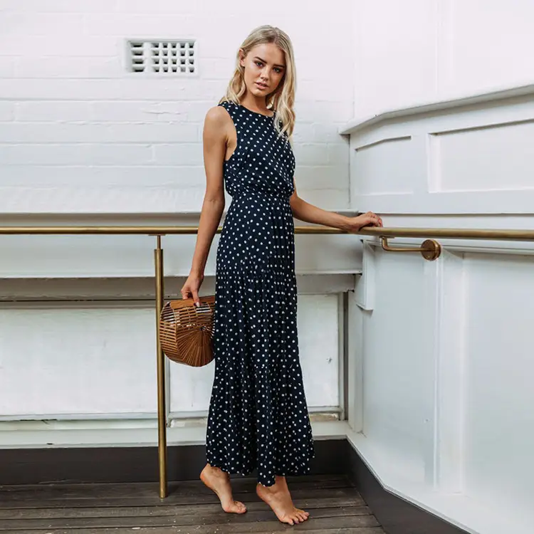 2024 Polka Dot Sleeveless Dress Plus Size - Image 2