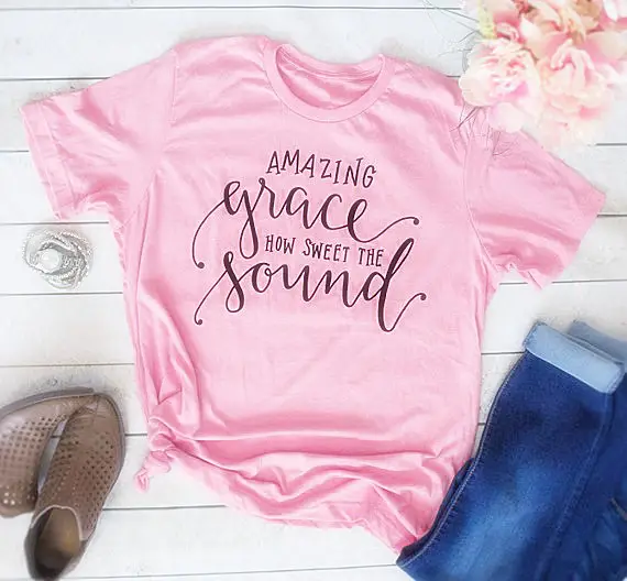Amazing Grace How Sweet the Sound T-Shirt Gray
