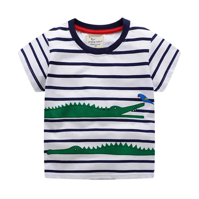 Boys Striped T-Shirt with Crocodile Print - Image 7