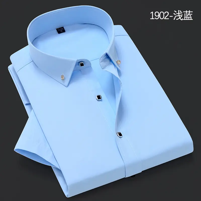New Men's Light Blue Buckle Collar Shirt - Image 7