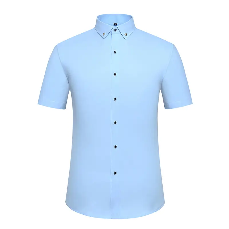 New Men's Light Blue Buckle Collar Shirt - Image 9
