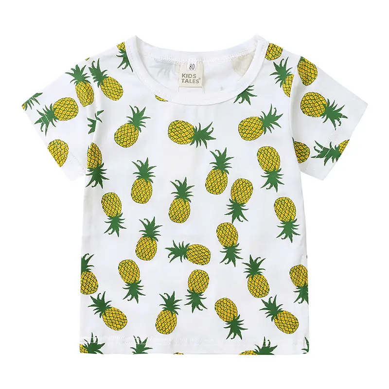 Kids Green Pear Fruit Graphic T-Shirt Grey Short Sleeve