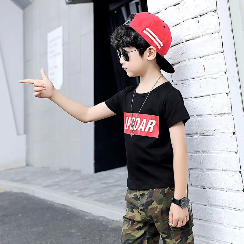 Boys T-shirt Crewneck Summer Wear Camo Pants - Image 2