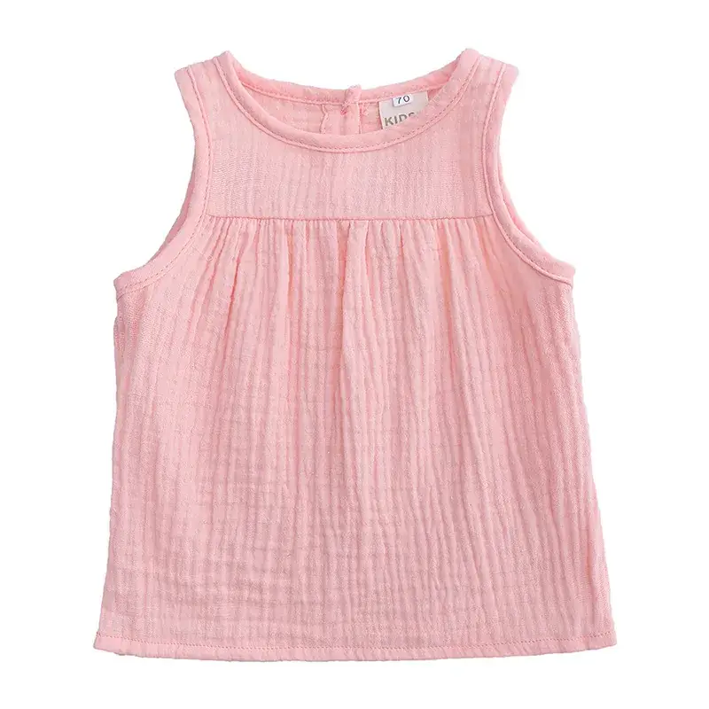 Multi Color Sleeveless Vest Tops for Girls Cotton Linen