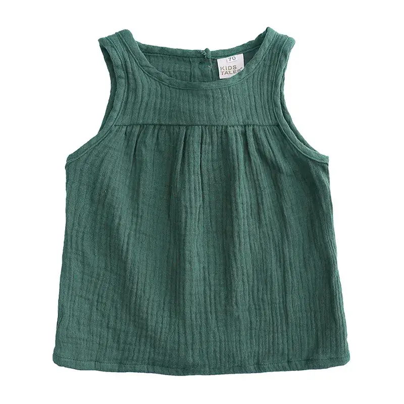 Multi Color Sleeveless Vest Tops for Girls Cotton Linen