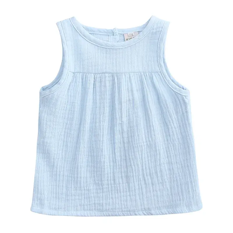 Multi Color Sleeveless Vest Tops for Girls Cotton Linen