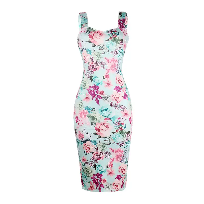 Printed Floral Midi Dress for Women Hot Slim Fit