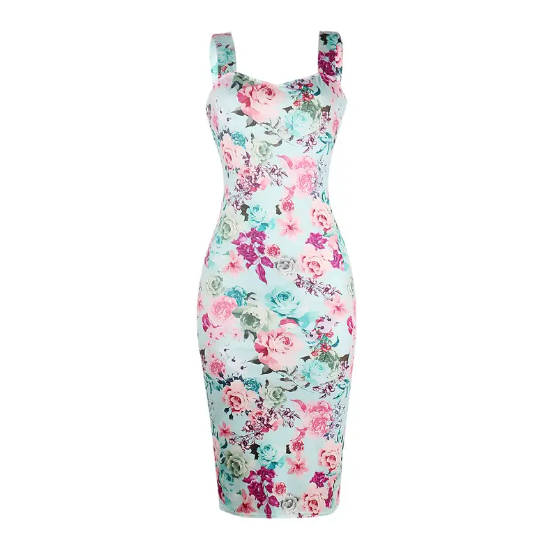 Printed Floral Midi Dress for Women Hot Slim Fit — feature 9