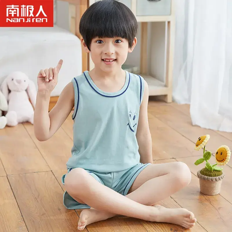 Kids Cotton Pajamas Summer Boys Large - Image 2
