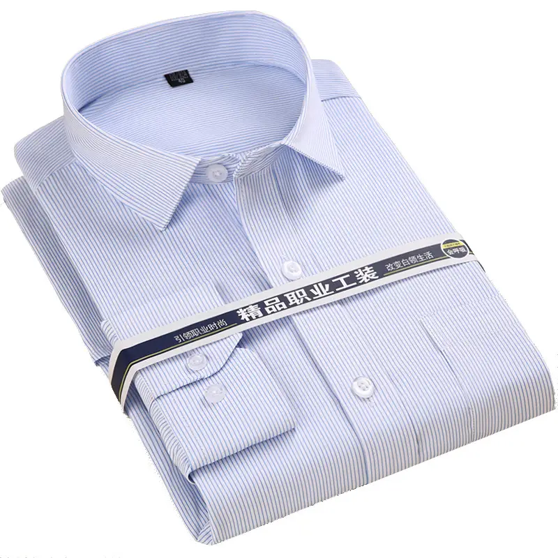 Men's Black Embroidered Long Sleeve Business Shirt