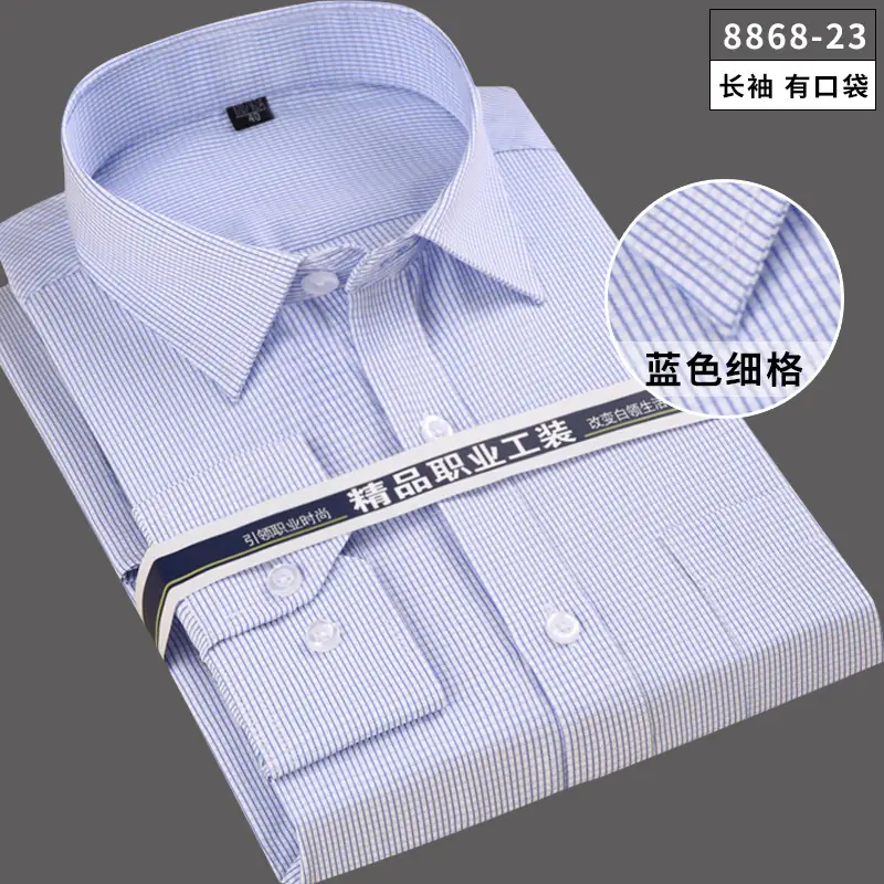 Men's Black Embroidered Long Sleeve Business Shirt