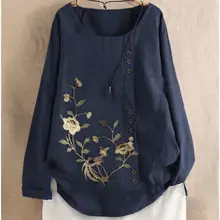 Women White Polka Dot Mid Sleeve Shirt Cotton Linen — feature 3