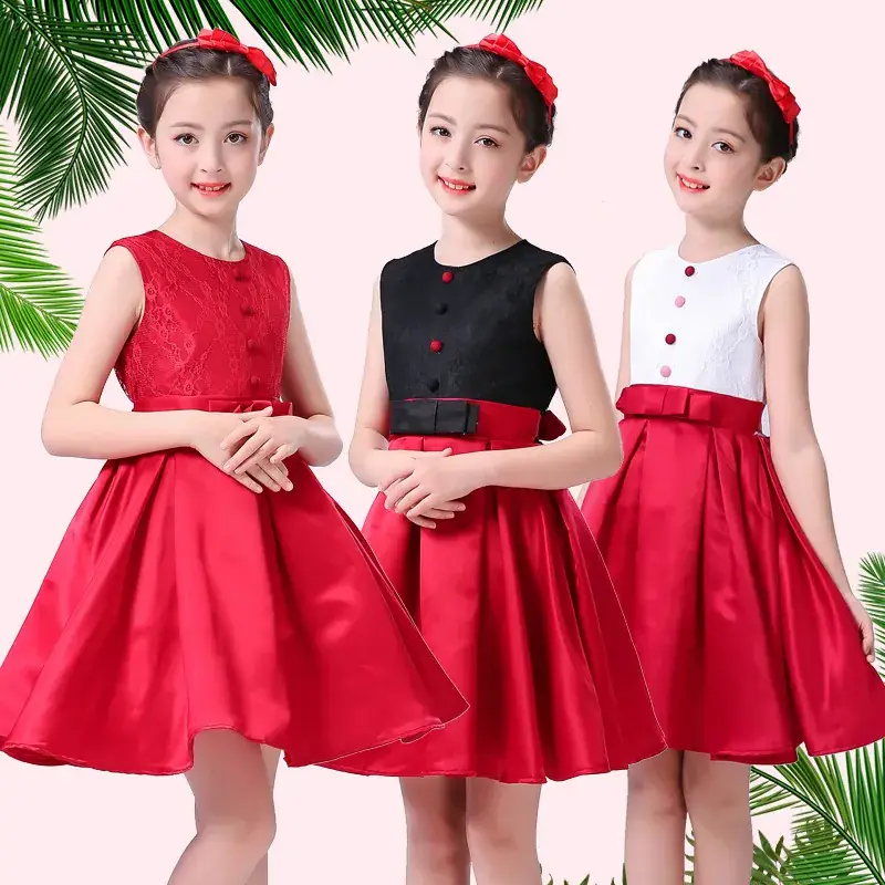 Red Sleeveless Skirt for Girls Primary School Host Recitation - Image 7