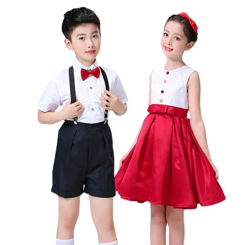 Red Sleeveless Skirt for Girls Primary School Host Recitation - Image 10