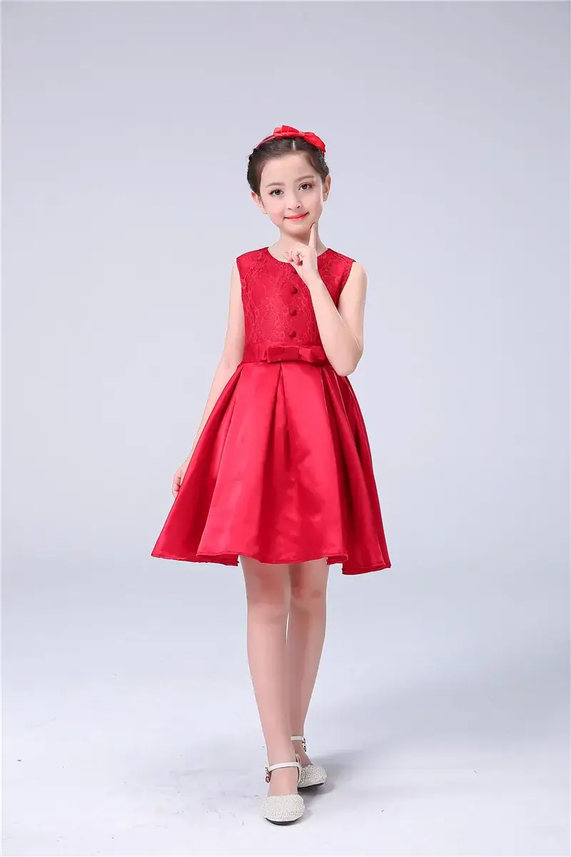 Red Sleeveless Skirt for Girls Primary School Host Recitation - Image 3