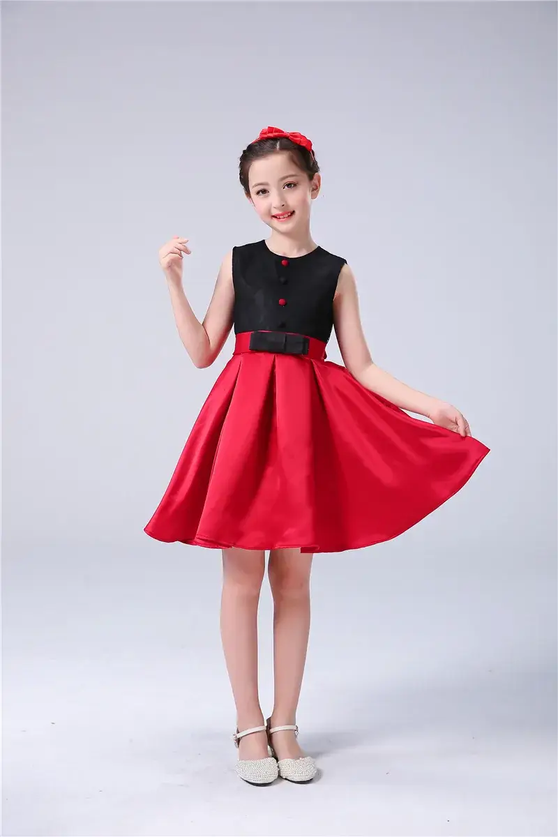 Red Sleeveless Skirt for Girls Primary School Host Recitation - Image 4