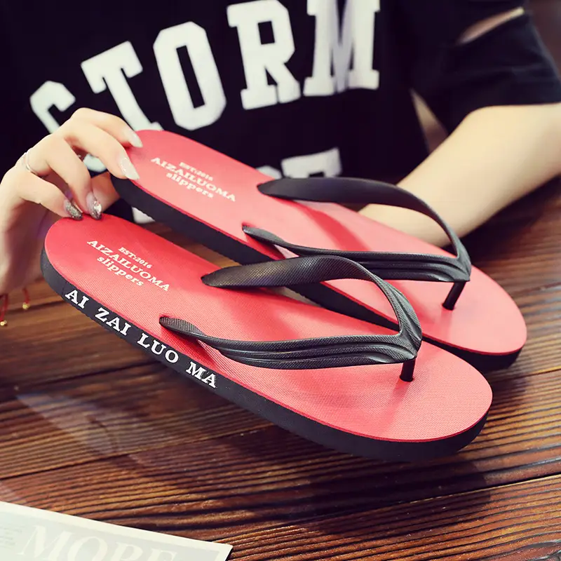 Men's Red Sandal Flip Flops Outdoor Beach Wear