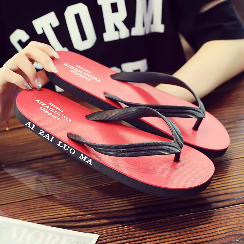Men's Red Sandal Flip Flops Outdoor Beach Wear
